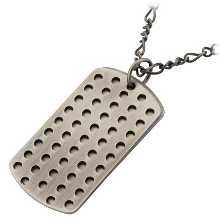 Gunmetal Steel Double Dogtag with Holes - Click Image to Close